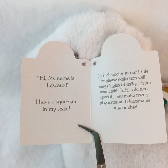 Applause Lescaux White Stegosaurus Dinosaur Plush 14" Stuffed Squeeker NWT RARE - Picture 6 of 9